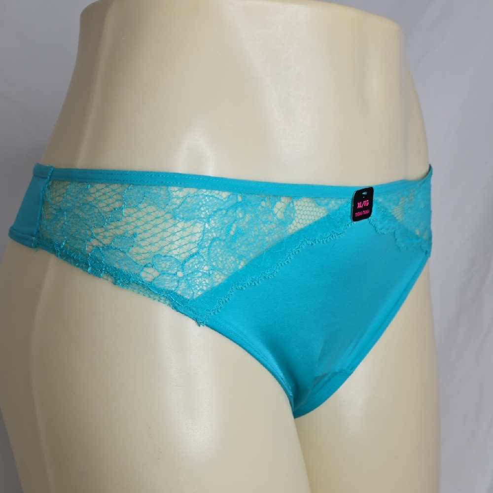 LaSenza Lace Trim Teal Thong